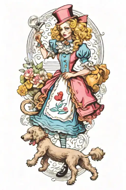 Alice In Wonderland Walking A Poodle