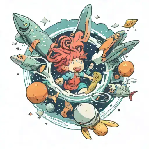 Ponyo Swimming In Outer Space