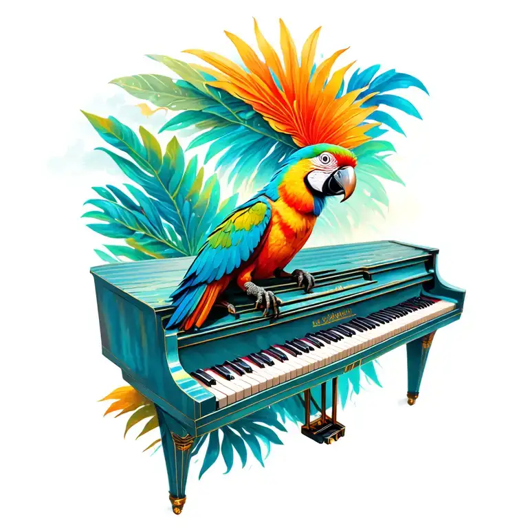 Piano With Ocean Parrot