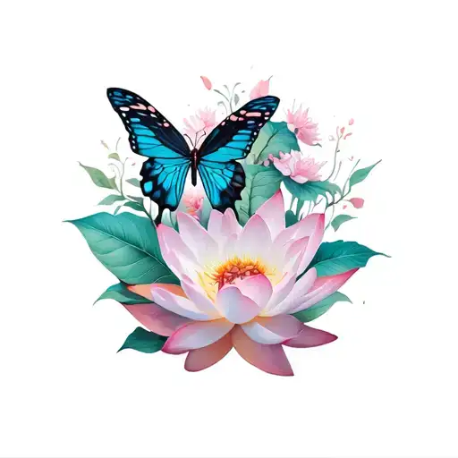 Sexual Abuse Survivor With Butterfly And Lotus Flower Blooming