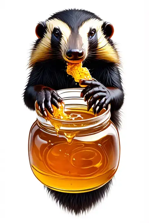 Honey Badger Eating Honey Jar
