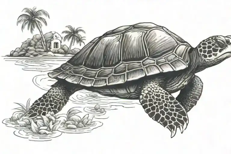 Turtle With Island On Back