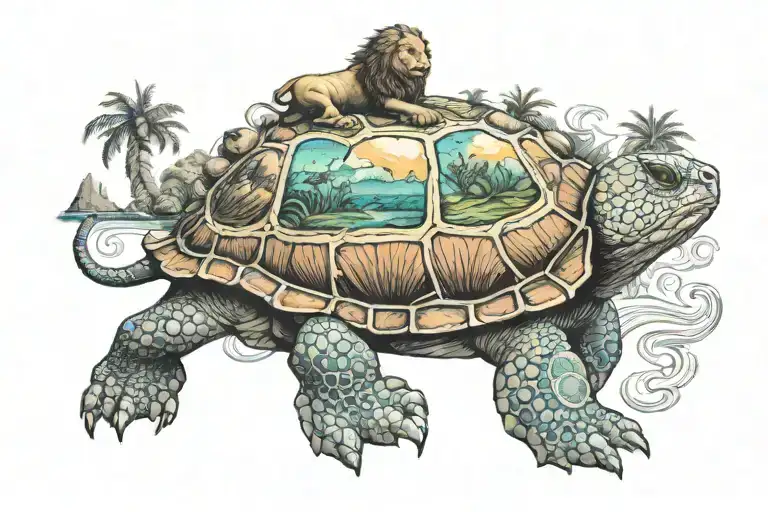 Lion Turtle With Island On Shell