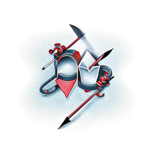 Couple Tattoo With Bow And Arrow