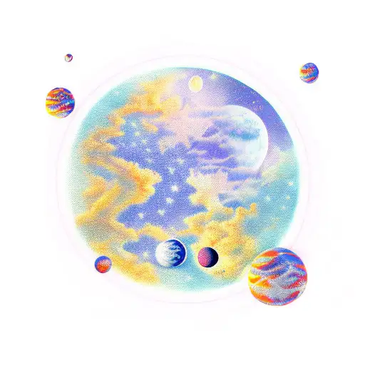 Stars Around Moon And Women