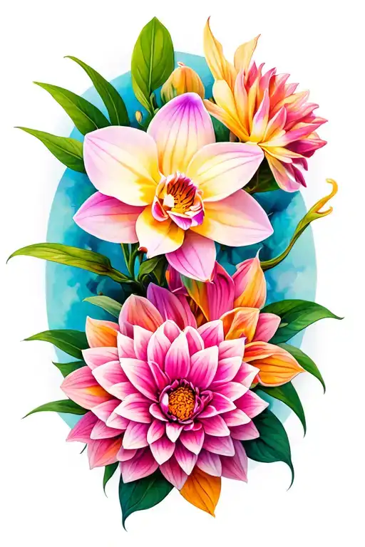 Orchid Sleeve With Dahlia Flower