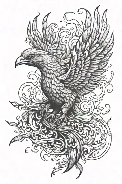 Flying Phoenix Coming Out Of Ashes