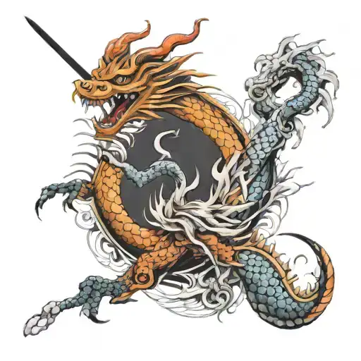 Japanese Dragon And Samurai