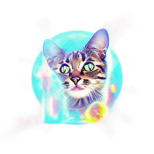 Startled Cat On A Teleporting Portal