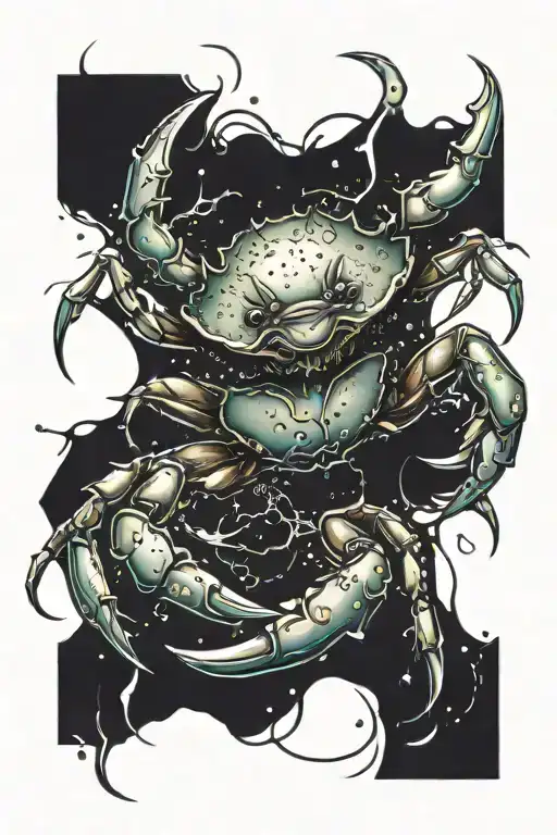 Draw A Crab Tearing Off Its Own Arm And Tears Flowing In The Shape Of A Star