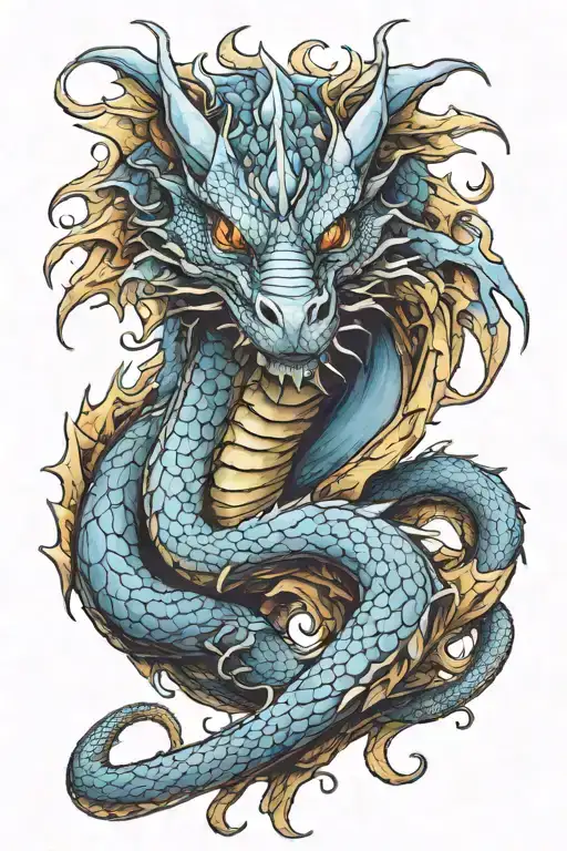 Fearful Dragon And Blue Lightness