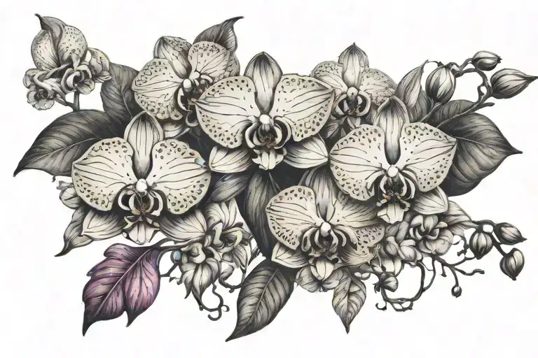 Orchid And Serotonin And Dopamine Molecule