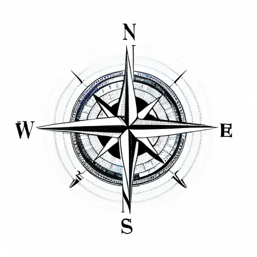 Compass With Lines Of It Longer And At The End Of The Line Write Characters Larger