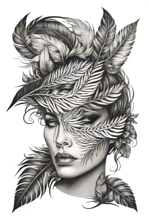 Woman Face Inside Feather