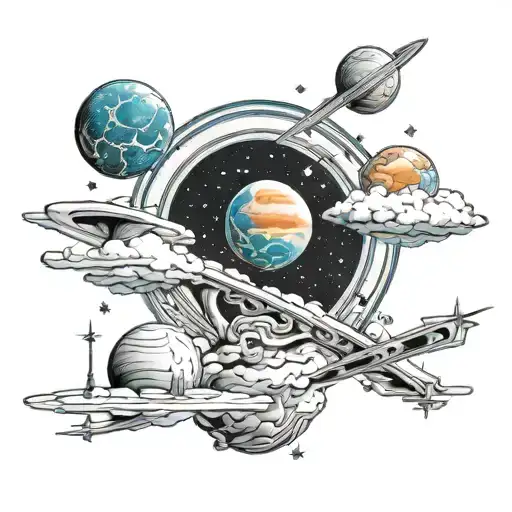 Sky And Stars And Planet Represented