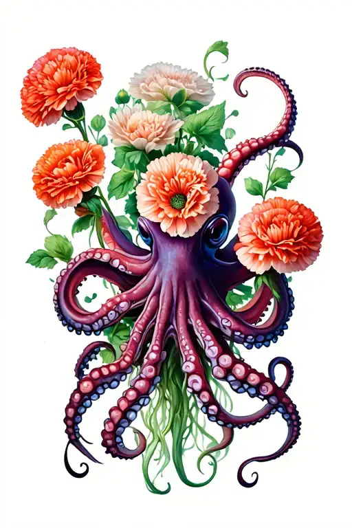 Octopus Holding Carnations