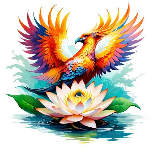 A Phoenix Rising From A Lotus Flower