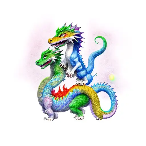 Falcor The Luck Dragon With 3 Kids On His Back With Cherry Blossom