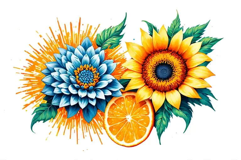 Conca D'oro Gladious & Orange Breeze Dhalia & Orange Firecracker Sunflower Intertwined