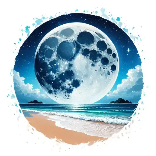 Moon With Beach And Starry Sky