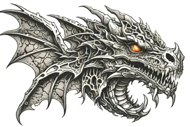 Dragon Head With Industrial Gothic Wings