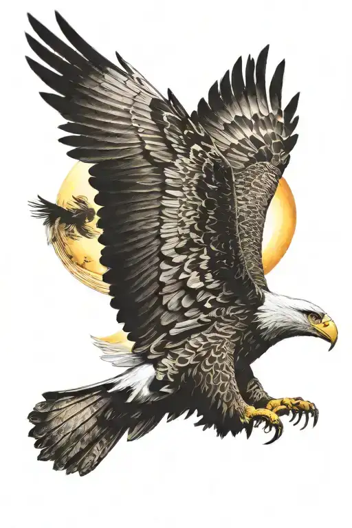 Eagle Flying Towards The Sun