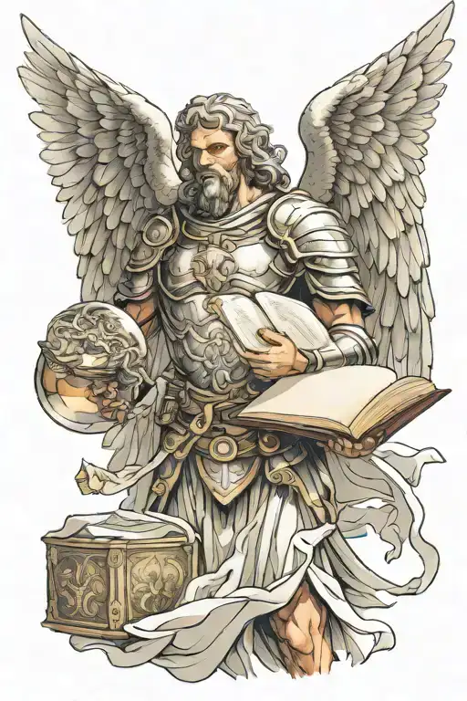 Archangel Gavriil Holding A Book In His Right Hand And A Spear In His Other Hand