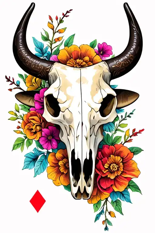 Bull Skull Aces Oklahoma Cowboy Floral