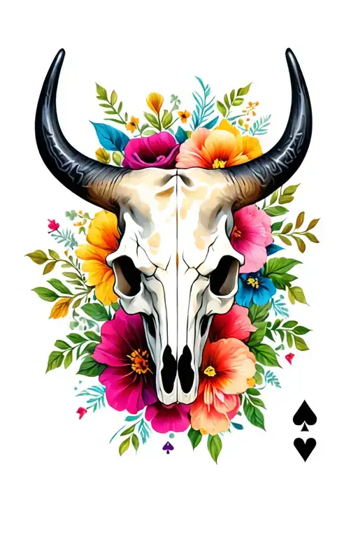 Bull Skull Aces Cowboy Floral Patterns