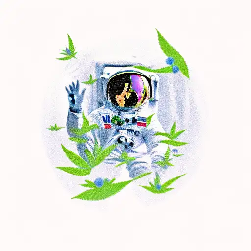 Astronaut Sitting On Weed