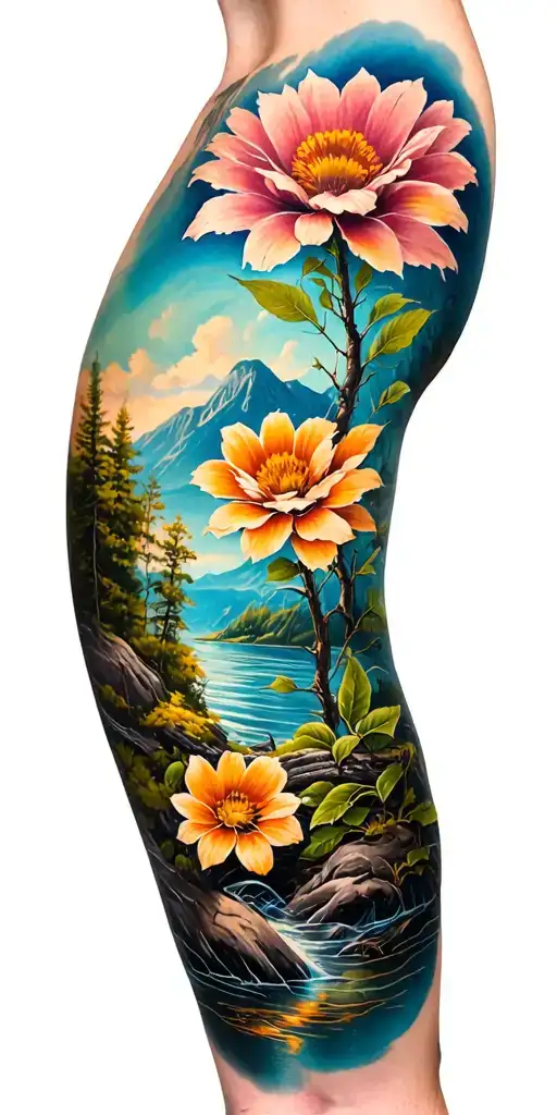Nature Scene Masculine Tattoo No Flowers