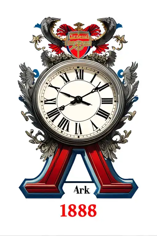Arsenal Clock With The Letter A Behind It And 1886 Underneath It
