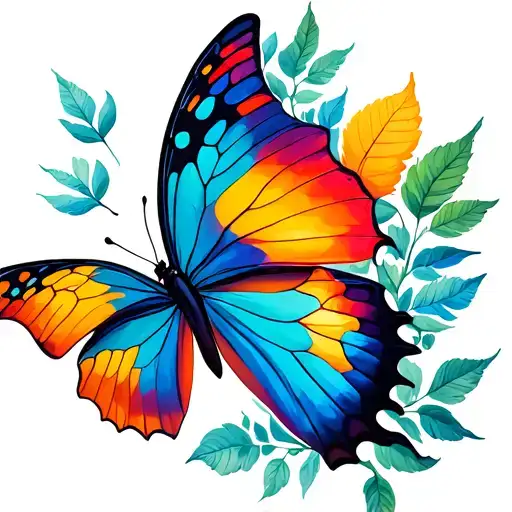 Half Broken Butterfly Half Colored Leaves Sunset