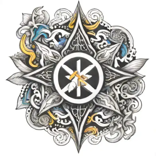 Star Of Life In Colour With Black And White Drawing Behind