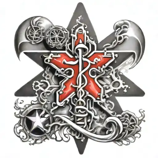 Paramedic Star Of Life In Colour With Black And White Drawing Behind