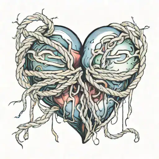 Broken Heart Sewn With Rope