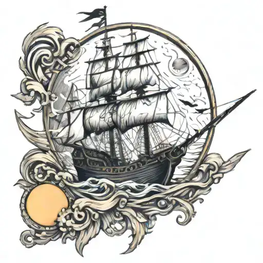 Pirate Ship And Moon