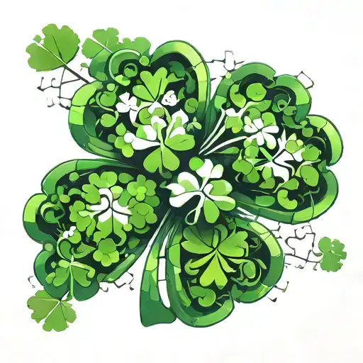 Four Leaf Clover Made Of Puzzle Pieces Forming The Shape