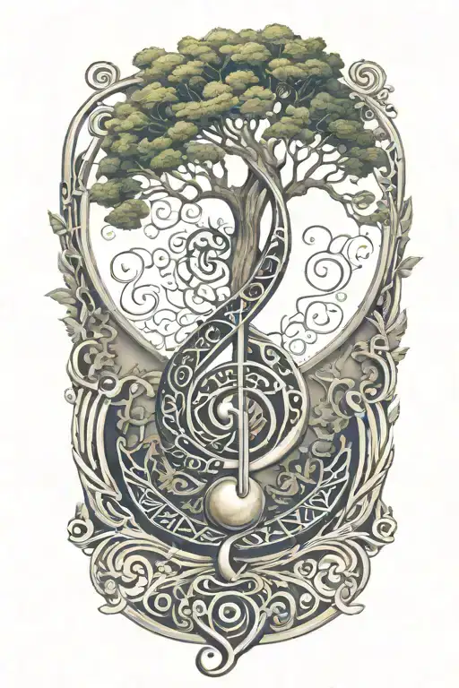 Treble Clef With The Tree Of Life On The Bottom