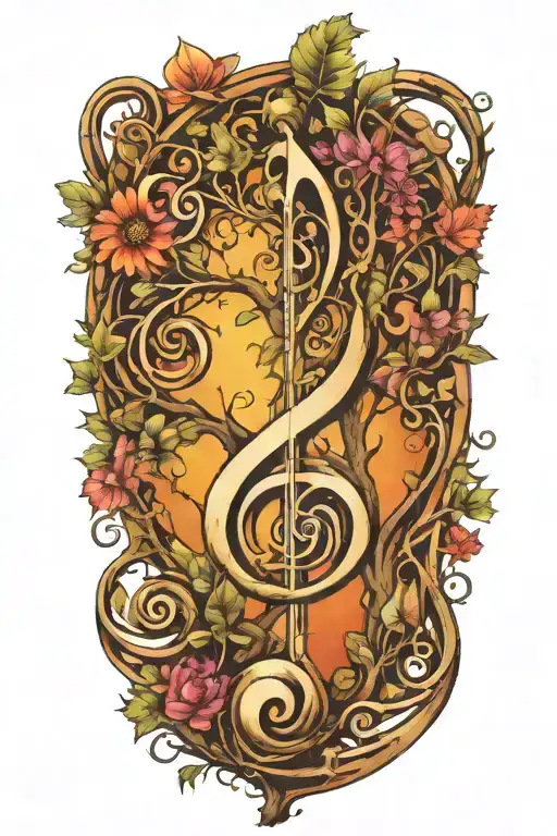 Treble Clef With The Tree Of Life On G Clef