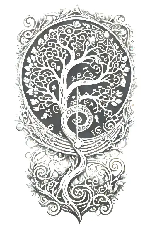 Psychedelic Tree Of Life Incorporated In A Treble Clef