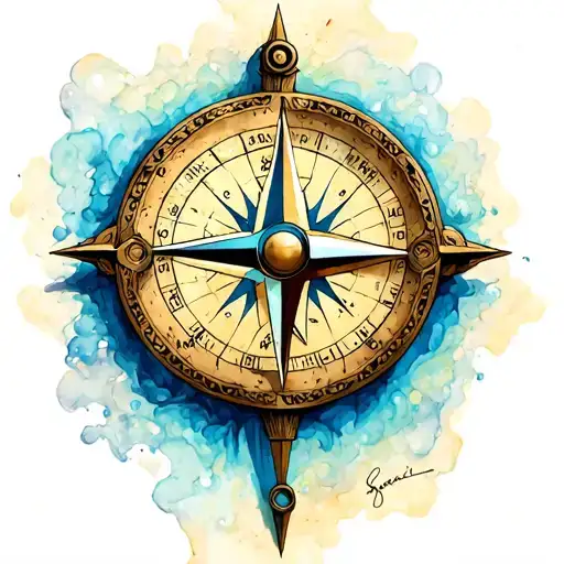 Studio Ghibli Styled Compass Drawn On A Stone