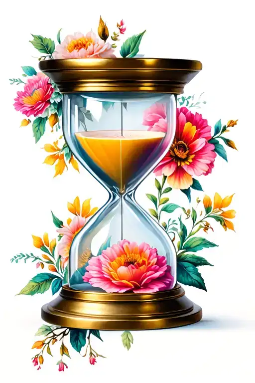 Hourglass And Flowers