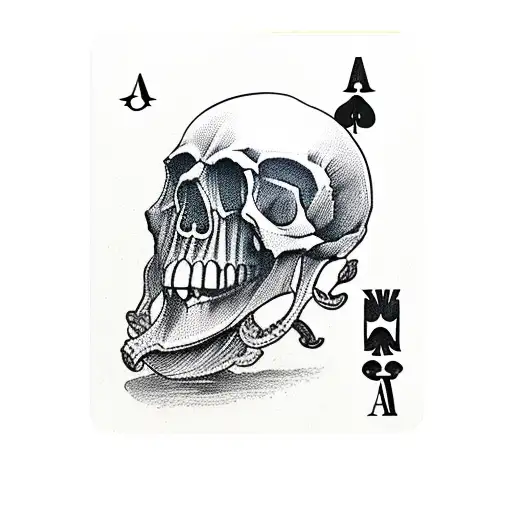 Ace Of Spades Card With Skull And Dagger