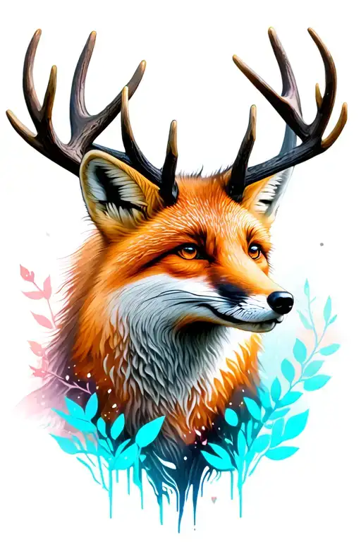 Fox With Deer Antlers