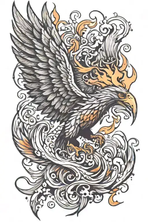 Phoenix Rising From Flames