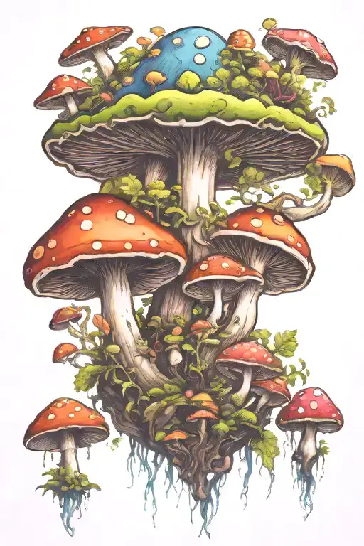 Trippy Mushroom Forest Looking