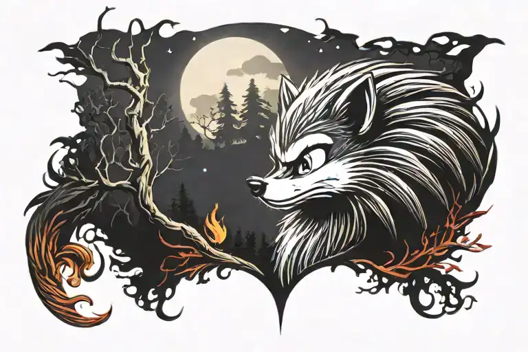 Moonlit Forest With Sonic The Hedgehog Profile With Fiery