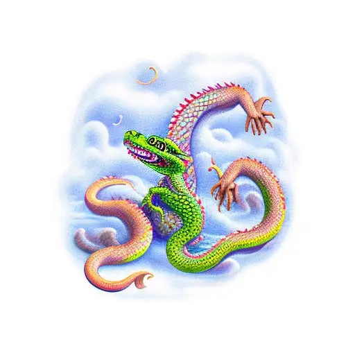 Baby With A Dragon And A Snake