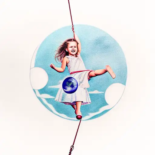 Girl Swinging From Moon